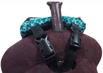 Showman Teal Cheetah Print Insulated Nylon Saddle Pouch #2